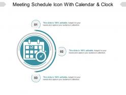 Meeting schedule icon with calendar and clock ppt example
