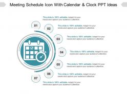 Meeting schedule icon with calendar and clock ppt ideas
