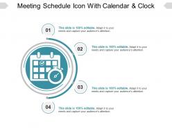 Meeting schedule icon with calendar and clock sample of ppt