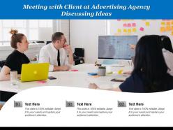 Meeting with client at advertising agency discussing ideas
