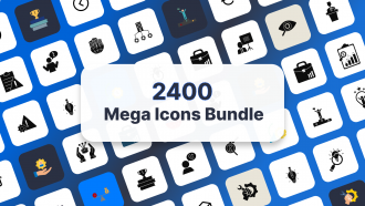 Mega Icons Bundle with 2400 colored and black and white icons in PowerPoint EPS and PNG format