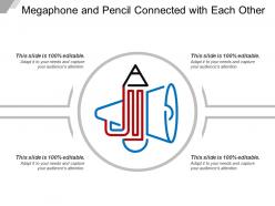 Megaphone and pencil connected with each other