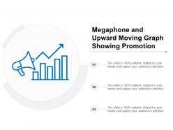Megaphone and upward moving graph showing promotion