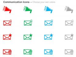 Megaphone mails attachment rating and trash ppt icons graphics