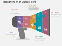 Megaphone with multiple icons flat powerpoint design