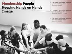 Membership people keeping hands on hands image