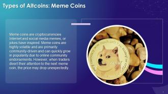 Meme Coins In Cryptocurrency Training Ppt