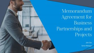 Memorandum Agreement For Business Partnerships And Projects PPT Slides AT