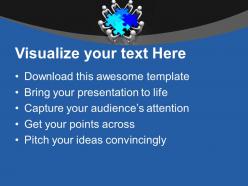 Men holding blue puzzles solution teamwork powerpoint templates ppt themes and graphics 0313