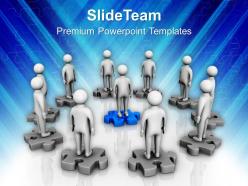 Men standing on puzzle teamwork powerpoint templates ppt themes and graphics 0213