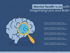 Mental health icon with magnifying lens and brain