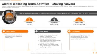 Mental wellbeing team activities moving forward health and fitness playbook
