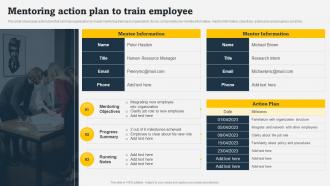 Mentoring Action Plan To Train Employee On Job Employee Training Program For Skills