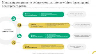 Mentoring Programs To Be Incorporated Into New Hires Comprehensive Onboarding Program
