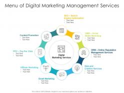 Menu of digital marketing management services