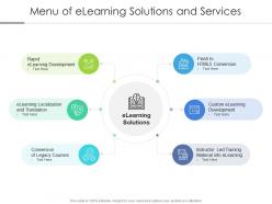 Menu of elearning solutions and services