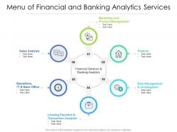 Menu of financial and banking analytics services