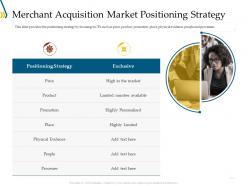Merchant acquisition market positioning strategy ppt powerpoint gallery slides