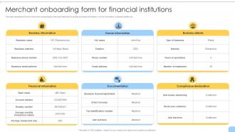 Merchant Onboarding Form For Financial Institutions