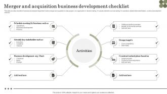 Merger And Acquisition Business Development Checklist