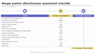 Merger Partner Attractiveness Assessment Sustainable Multi Strategic Organization Competency