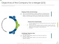 Merger strategy to foster diversification and value creation objectives company merger skills