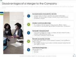 Merger strategy to foster diversification disadvantages of a merger to the company