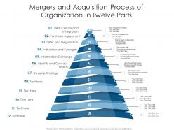 Mergers and acquisition process of organization in twelve parts