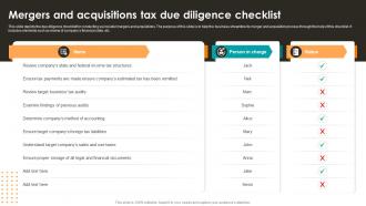 Mergers And Acquisitions Tax Due Diligence Checklist