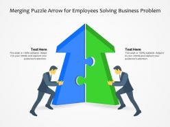 Merging puzzle arrow for employees solving business problem