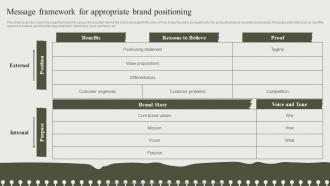 Message Framework For Appropriate Brand Positioning Developing An Effective Communication Strategy