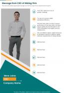 Message from ceo of mining firm presentation report infographic ppt pdf document