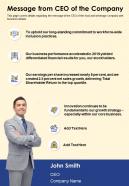 Message from ceo of the company presentation report infographic ppt pdf document