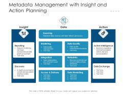 Metadata management with insight and action planning
