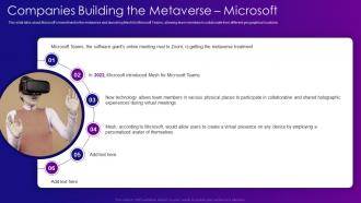 Metaverse IT Companies Building The Metaverse Microsoft Ppt Icons