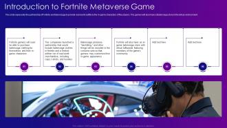 Metaverse IT Introduction To Fortnite Metaverse Game Ppt Ideas