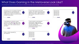 Metaverse IT What Does Gaming In The Metaverse Look Like Ppt Infographics