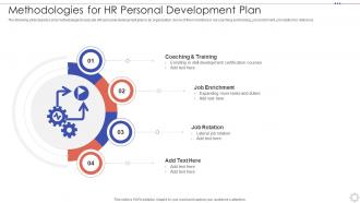 Methodologies For HR Personal Development Plan