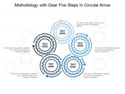 Methodology with gear five steps in circular arrow