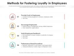 Methods for fostering loyalty in employees