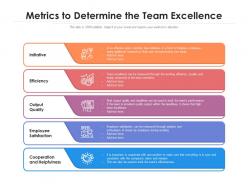 Metrics to determine the team excellence