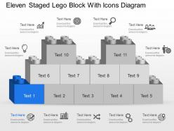 Mf Eleven Staged Lego Block With Icons Diagram Powerpoint Template Slide