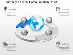 Mf four staged global communication chart powerpoint template slide