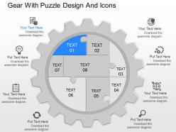 Mf gear with puzzle design and icons powerpoint template