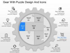 Mf gear with puzzle design and icons powerpoint template