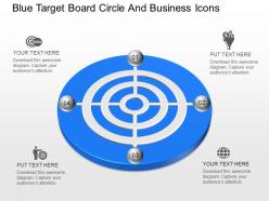 Mg blue target board circle and business icons powerpoint temptate