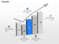 Mh five staged bar graph with growth arrow powerpoint template slide