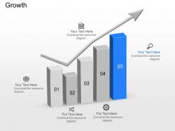 Mh five staged bar graph with growth arrow powerpoint template slide