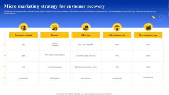 Micro Marketing Strategy For Customer Recovery