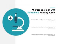 Microscope icon with downward pointing arrow